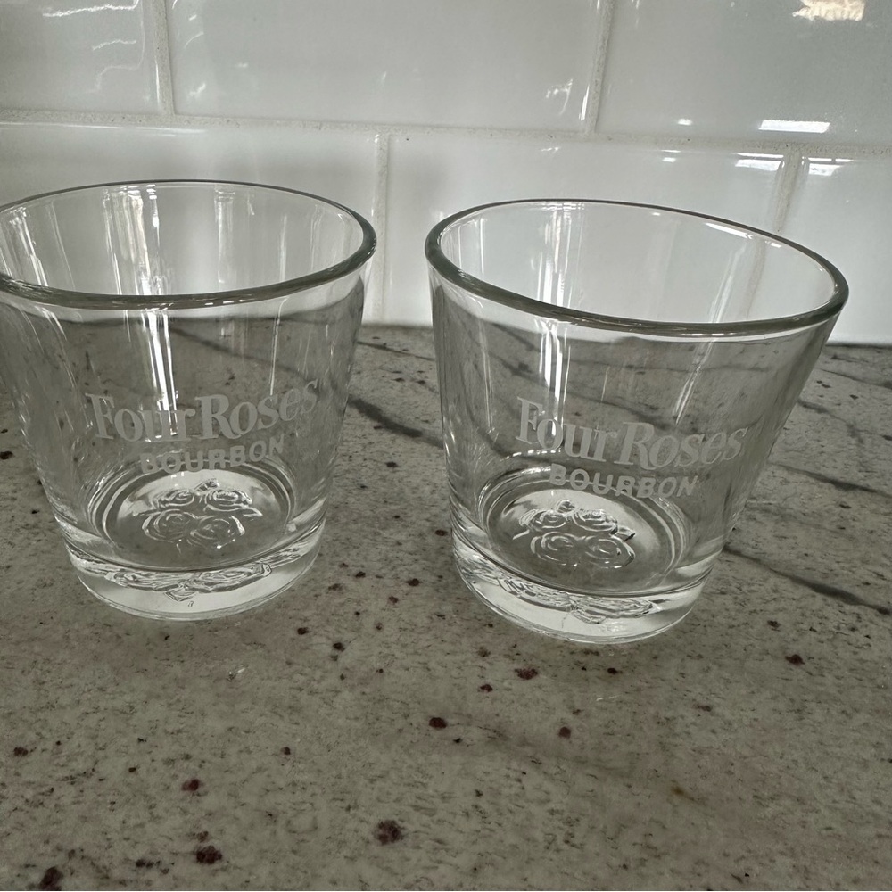 Four Roses Bourbon Clear Rocks Glasses - Set of 2 - Picture 2 of 6